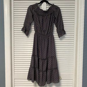 J.O.A. Polka Dot Off-the-Shoulder Midi Dress